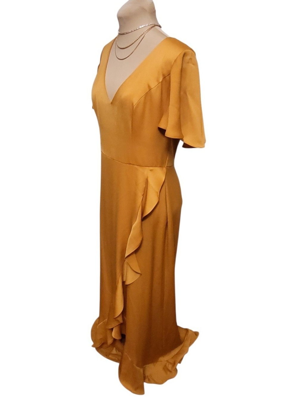 DB Studio Ruffle-Trim Maxi Dress in Mustard Yellow